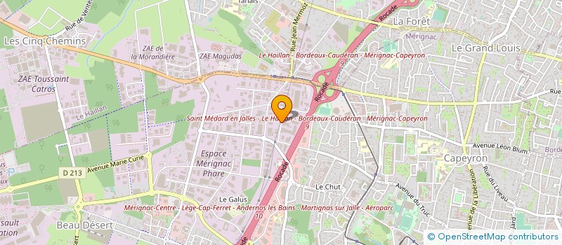 localisation de l'entreprise D.C.A.  MERIGNAC