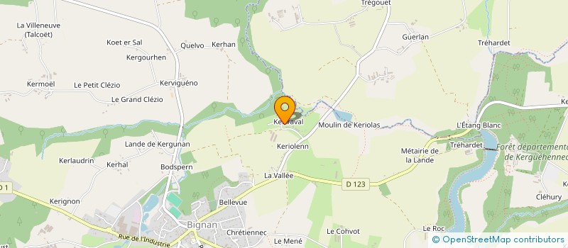 localisation de l'entreprise DE KERFRAVAL à BIGNAN