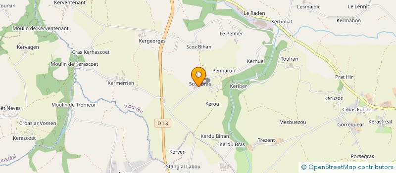 localisation de l'entreprise DE KERLASCOZ  PLOUVIEN