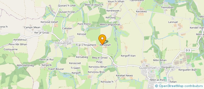 localisation de l'entreprise DE KERVERET à TREOUERGAT