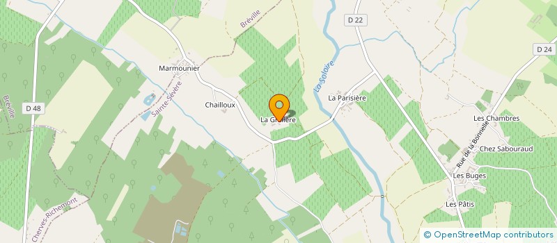 localisation de l'entreprise DE LA GRELIERE à SAINTE-SEVERE