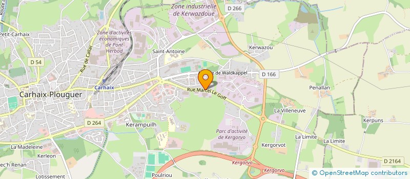 localisation de l'entreprise DENTAIRE RADIO PROTECTION OUEST à CARHAIX-PLOUGUER