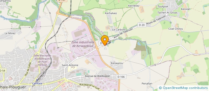 localisation de l'entreprise DS SMITH PACKAGING BRETAGNE à CARHAIX-PLOUGUER