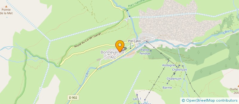 localisation de l'entreprise DU PLAN DE LA NEIGE  BONNEVAL-SUR-ARC