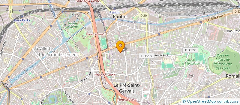 localisation de l'entreprise E G E BAT.  PANTIN