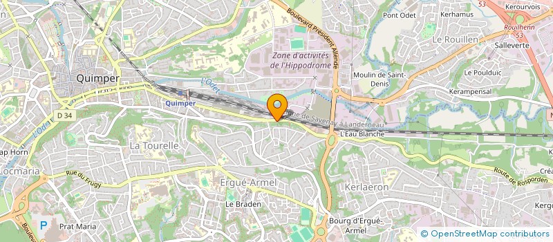 localisation de l'entreprise E.L.B. à QUIMPER