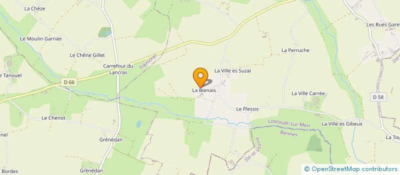 localisation de l'entreprise EARL DE LA BIENAIS à LOSCOUET-SUR-MEU