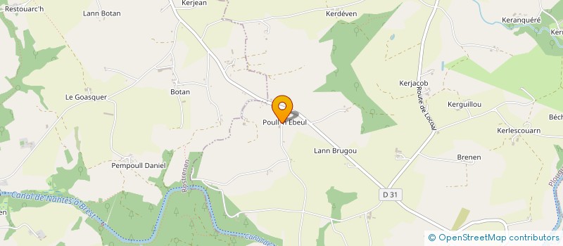 localisation de l'entreprise EARL DE POUL HEUBEL à PLOUGUERNEVEL