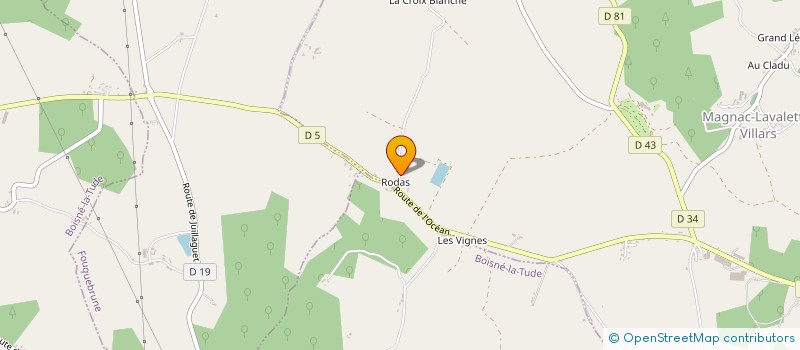 localisation de l'entreprise EARL DE RODAS à MAGNAC-LAVALETTE-VILLARS
