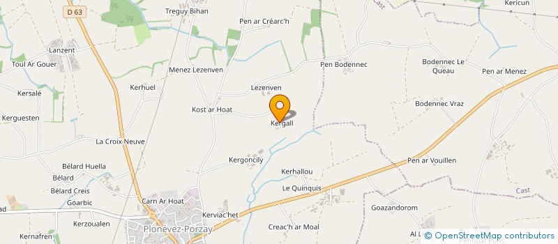 localisation de l'entreprise EARL KERGALL à PLONEVEZ-PORZAY