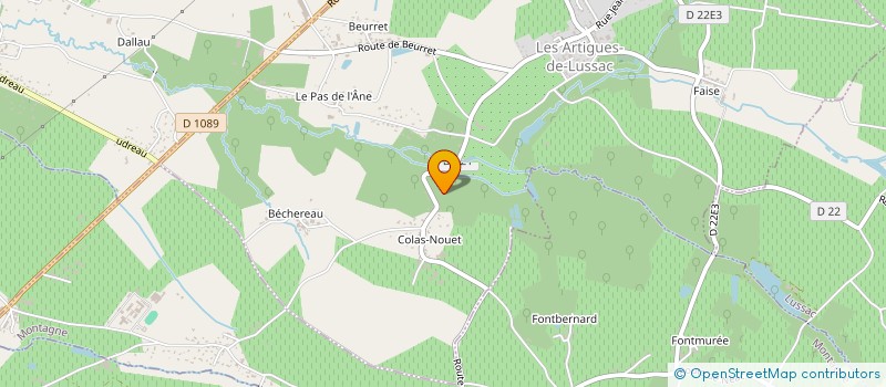 localisation de l'entreprise EARL VIGNOBLES CHAIGNAUD à LUSSAC