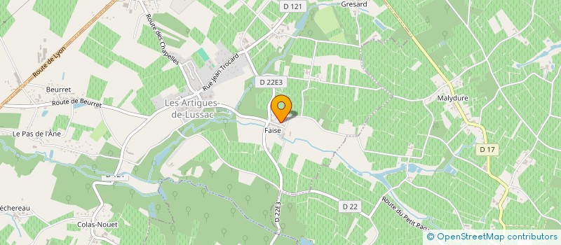 localisation de l'entreprise EARL VIGNOBLES D. & C. DEVAUD  LES ARTIGUES-DE-LUSSAC