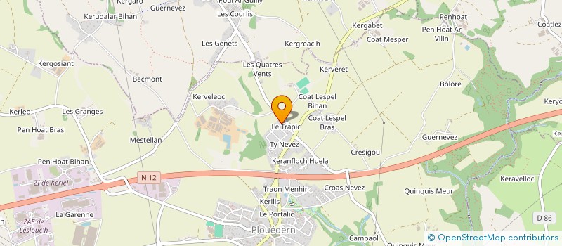 localisation de l'entreprise EBCR  PLOUEDERN