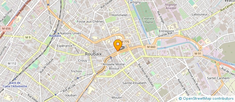 localisation de l'entreprise ECHAPPEMENT SERVICE à ROUBAIX