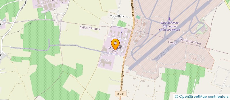 localisation de l'entreprise ECOLE DE PRODUCTION DE CHAUDRONNERIE DE COGNAC  SALLES-D'ANGLES