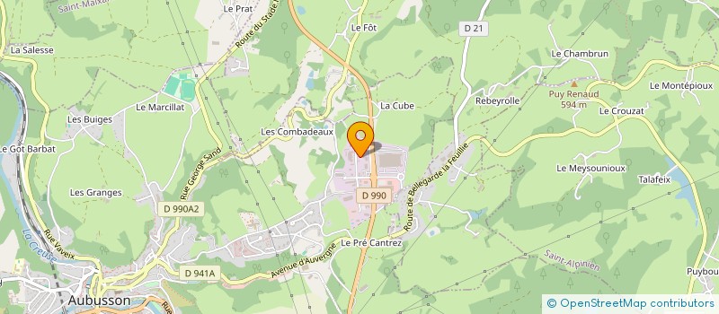 localisation de l'entreprise EKISTACK PROD à AUBUSSON
