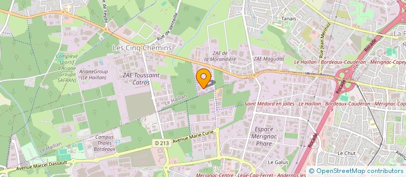 localisation de l'entreprise ELEC AQUITAINE à LE HAILLAN