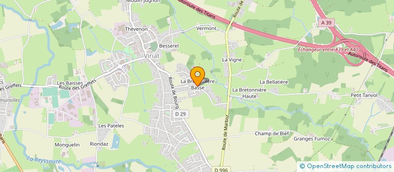 localisation de l'entreprise EMT CHAUFFAGE à VIRIAT
