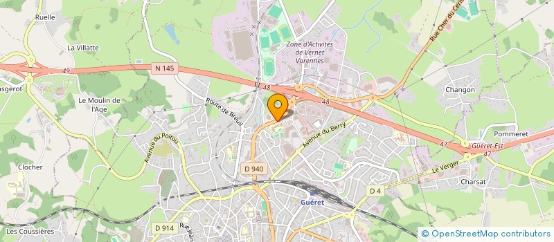 localisation de l'entreprise ENSEMBLE VOCAL DE GUERET - CHOEUR SOUTENU PAR LE CONSERVATOIRE DEPARTEMENTAL DE MUSIQUE EMILE GOUE  GUERET