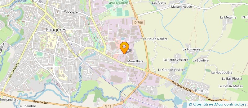 localisation de l'entreprise ENTR PEINTURE VITRERIE PINTO FILS  FOUGERES