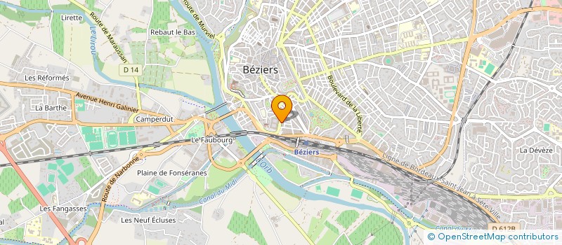 localisation de l'entreprise ENTREPRISE J.B.M.  BEZIERS