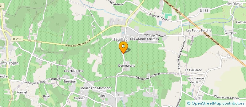 localisation de l'entreprise ENTREPRISE TRAVAUX VITICOLES à TEUILLAC