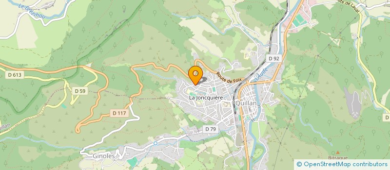 localisation de l'entreprise EREHV EXPERTISE RESEAUX ELECTRIQUE HAUTE VALLEE à QUILLAN