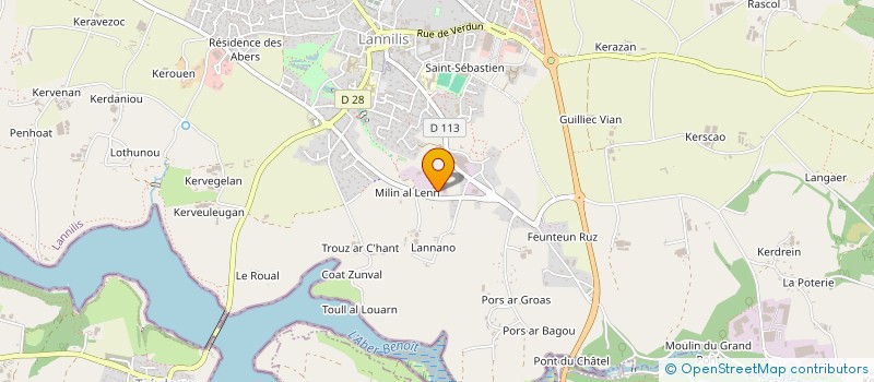 localisation de l'entreprise ESPACE CONTROLE TECHNIQUE à LANNILIS