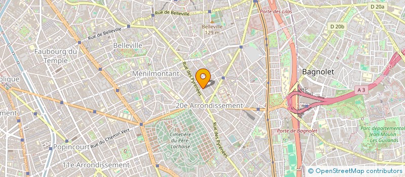 localisation de l'entreprise ESPACE DANSE GAMBETTA  PARIS