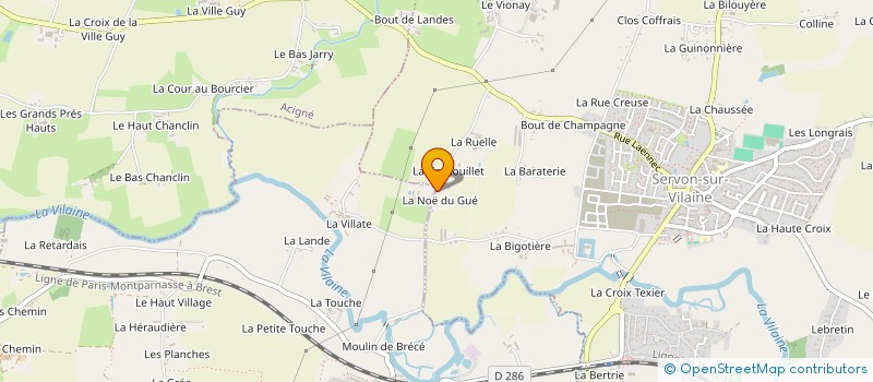 localisation de l'entreprise ESPACE PEINTURE BROCELIANDE  SERVON-SUR-VILAINE