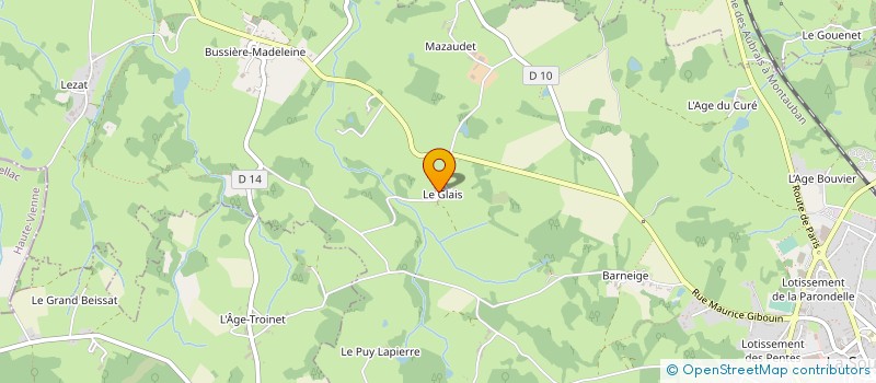 localisation de l'entreprise ESPACE VERT SOSTRANIEN à LA SOUTERRAINE