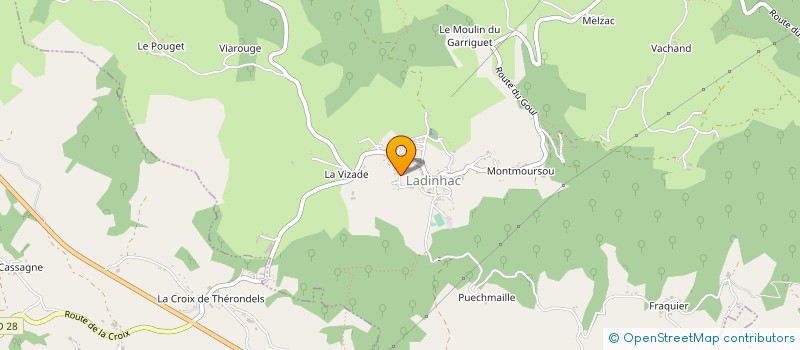 localisation de l'entreprise ETABLISSEMENT CARCANAGUE - FROMAGERIE DU CANTAL ET FROMAGERIE DE LA CHATAIGNERAIE à LADINHAC