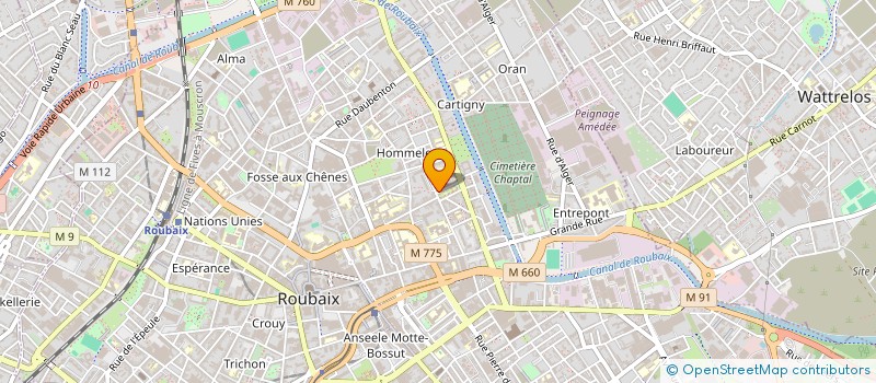 localisation de l'entreprise ETABLISSEMENTS HENRI TOURNAUX à ROUBAIX