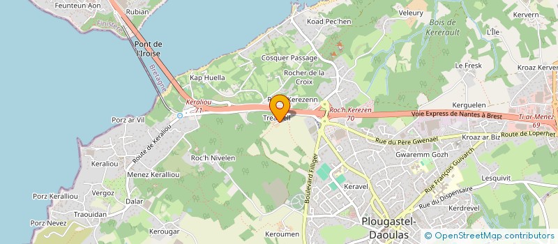localisation de l'entreprise ETABLISSEMENTS KERBRAT à PLOUGASTEL-DAOULAS