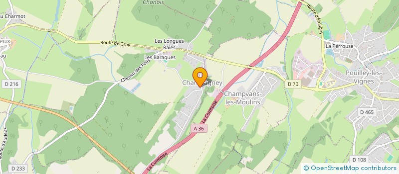 localisation de l'entreprise ETABLISSEMENTS LEGAIN-DRAINVAC FRANCHE COMTE à CHAMPAGNEY