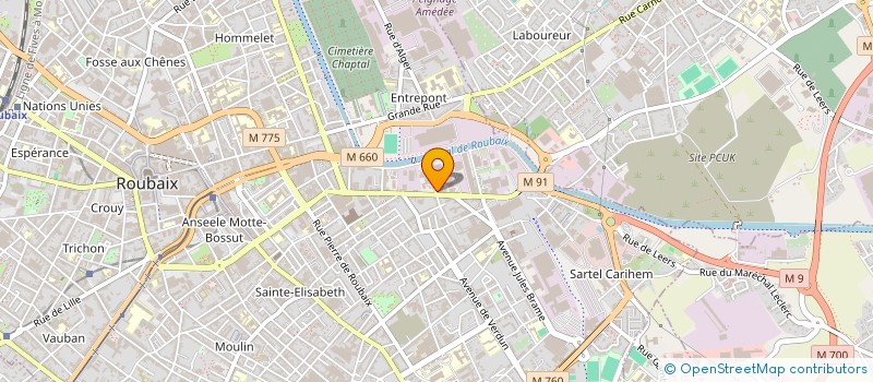 localisation de l'entreprise ETABLISSEMENTS MENU à ROUBAIX