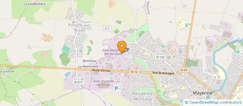 localisation de l'entreprise ETABLISSEMENTS POIRIER à MAYENNE