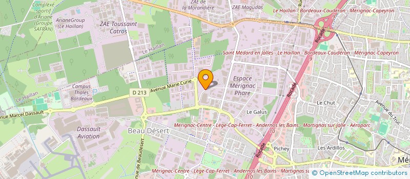 localisation de l'entreprise ETUDES ENVIRONNEMENT SERVICES à MERIGNAC