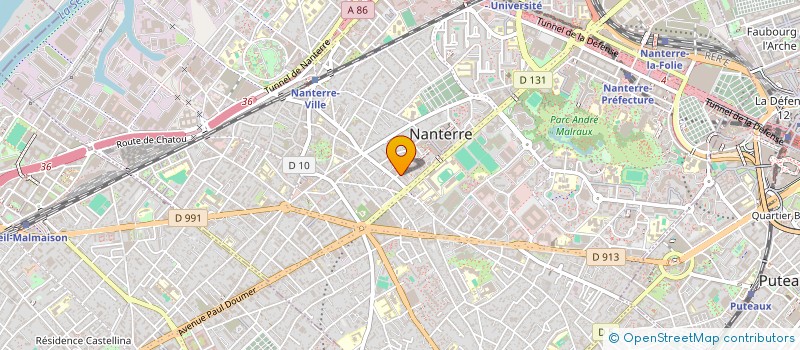 localisation de l'entreprise ETUDES TRAVAUX BATIMENT REALISATION à NANTERRE