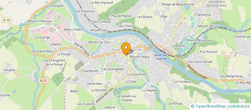 localisation de l'entreprise EURL AIXE OPTIQUE à AIXE-SUR-VIENNE
