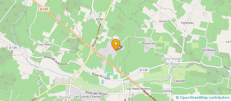 localisation de l'entreprise EURL SERVICE TOITURE GIRONDE à TEUILLAC