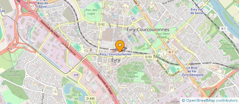 localisation de l'entreprise EVRYWARE à EVRY-COURCOURONNES