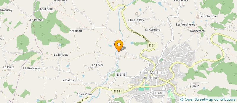 localisation de l'entreprise EXPLOITATION AGRICOLE A RESPONSABILITE LIMITEE CENTRE EQUESTRE LA RIVIERE à SAINT-MARTIN-EN-HAUT