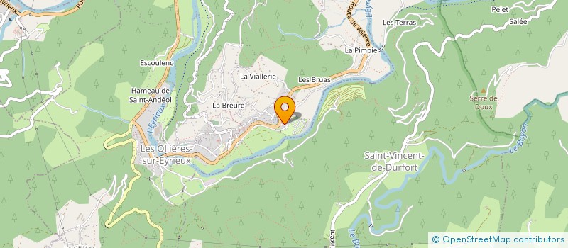 localisation de l'entreprise EYRIEUX CAMPING à LES OLLIERES-SUR-EYRIEUX