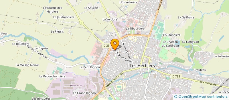 localisation de l'entreprise F2J OPTIQUE à LES HERBIERS