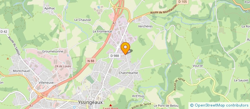 localisation de l'entreprise FEU & BOIS à YSSINGEAUX