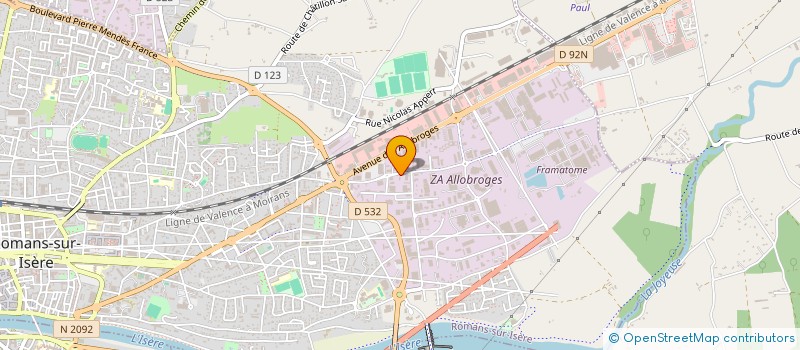 localisation de l'entreprise FOURNITURES BATIMENT ET INDUSTRIE à ROMANS-SUR-ISERE