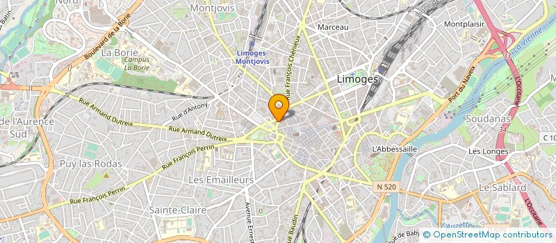 localisation de l'entreprise FREDERIC ALEXIS, PATRICE GRIMAUD ET CELINE LONGEQUEUE, NOTAIRES ASSOCIES à LIMOGES