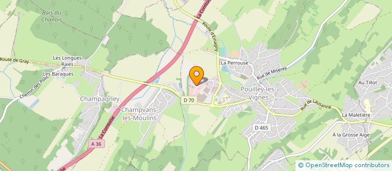 localisation de l'entreprise FROMAGERIE DU PRE VERDOT à POUILLEY-LES-VIGNES