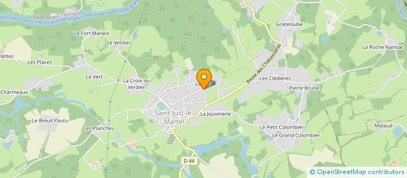 localisation de l'entreprise G.H.E. à SAINT-JUST-LE-MARTEL